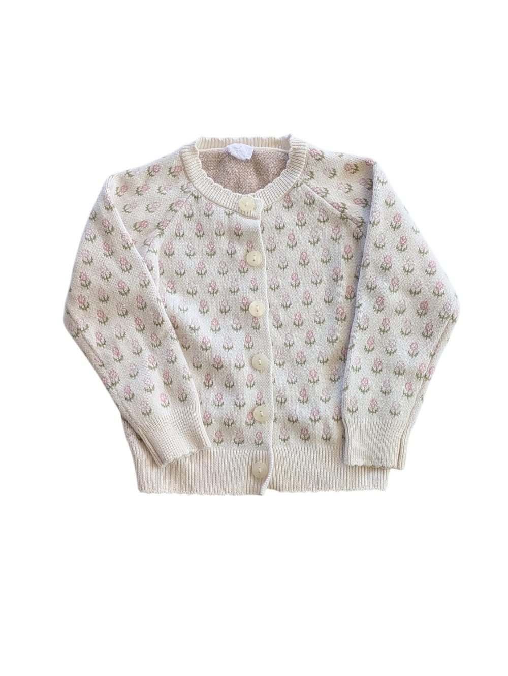 Jamie Kay Cream Floral Knit Button-Up Cardigan